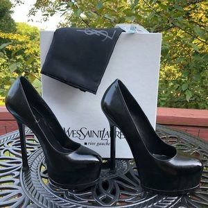 YSL Black Tribute Platform Pumps. Like New Size 38